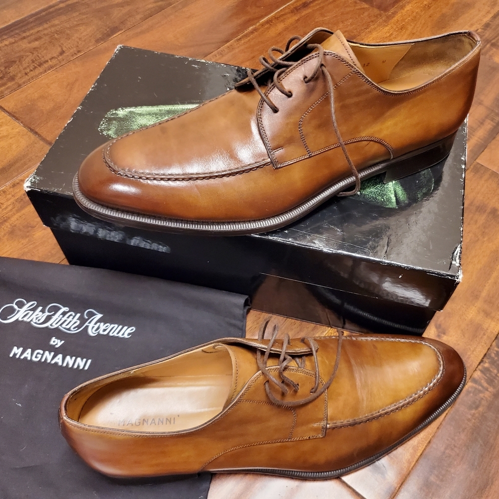 Magnanni Men's Cognac Oxford Loafers (US 12M)